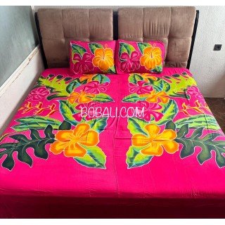 Hot Sale Bedsheet Hand Painted Floral Design by Balinese Artisans